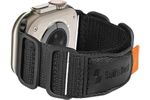 Suitisbest Pasek kompatybilny z Apple Watch 49 mm, 45 mm, 44 mm, 42 mm, nylonowy pasek sportowy ze skórzanym zapięciem na rzepy, do Apple Watch Ultra Series 8, SE, 7, 6, 5, 4, 3, 2, 1