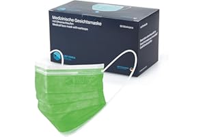 ‎STAUBPIRAT STAUBPIRAT CURT MARIA MEDICAL 50 Stück Medizinische Gesichtsmasken made in Germany Mundschutz 3-lagig mit Ohrenschlaufen zum Einmalgebrauch grün