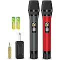 voijump Microphone sans Fil, Système de Micro Dynamique sans Fil avec Récepteur Rechargeable - 6,35 mm Jack 160ft Ext - pour Karaoké, Chants, Discours, Fêtes, Soirées, DJ, Églises, Mariages