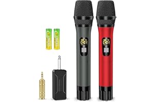 VOIJUMP Mikrofon kabellos, Funkmikrofon mit wiederaufladbarem Empfänger, 6,35 Klinke, 160 Fuß Reichweite, Auto-Connect Funktion, geeignet für Karaoke, Partysingen, Gottesdienste, Vorträge und DJ-Auftritte