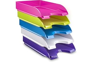 CEP Lot 5 Corbeilles à courrier Banette Organiseur Energy Gloss Rangement Bureau Papier cahiers formats A4 et 24x32cm Colori Assorti