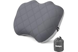 WellSync Oreiller Gonflable Camping Coussin Voyage Coussin Plage avec taie d'oreiller Amovible Sac de Rangement, Ultraléger Compact Confortable Ergonomique Oreiller de Voyage Randonnée Trekking Pêche