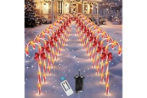 HELESIN Christmas Candy Cane Lights, 20 Packs 120 LEDs 8 Modes Outdoor Christmas Lights with Remote Control, Dimmable Christmas Decorations with Timer/Memory Mode for Xmas Holiday Party Decorations
