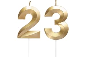 QIKAARA Geburtstagskerzen Zahlen 23/32, Gold Geburtstag Kerzen, Zahlenförmige Kerze, 3D Tortendeko, kuchen Dekoration für Geburtstag Party, Hochzeiten, Firmenfeiern, Jubiläen, Birthday Candle Nummer 23/32