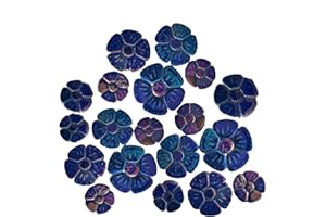 BTMIEY Carreaux de mosaïque en céramique de 500 g pour loisirs créatifs, 3 tailles de fleurs pour œuvres d'art, cadres photo, tasses, pots de fleurs, aquarium, vases, fabrication de pierres de pas (bleu