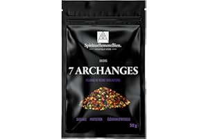 SPIRITUELLEMENTBIEN Incienso Sagrado Ángeles y Arcángeles – Resina Eritrea en Granos – Fumigación y Oraciones Sagradas, Intenciones Divinas - Alternativa Barra-Cono - Fabricación Artesanal (7 Arcángeles, 50 gr)