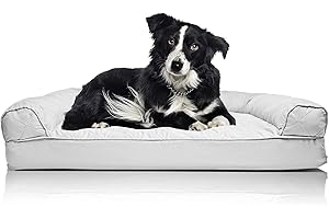 Furhaven Large Orthopedic Dog Bed Quilted Sofa-Style w/Removable Washable Cover - Silver Gray, Large