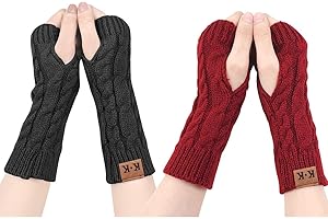 ECOMBOS Fingerlose Handschuhe Damen - Winter Armstulpen Handschuhe Damen Pulswärmer Strick Kurzer Gestrickte Halb Fingerlose Fäustlinge