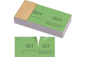 Nezyo Bloques de Números Dobles 1-100 Boletos de Rifa Bloques de Números 10 cm X 5 cm para Guardarropas, Sorteos, Eventos, Fiestas, Ferias y Catering(Verde)