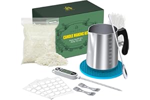 sevkumz Komplettes Kerzenherstellungsset für Anfänger - enthält Schmelztopf, Sojawachs, Dochte, Rührlöffel, Dochtaufkleber, Dochthalter und Handwerkszeug - DIY-Geschenkset