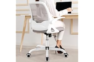 KERDOM Silla de Oficina Ergonómica, Silla de Escritorio con Reposabrazos Plegables, Silla de Computadora de Malla, Silla de Trabajo, Silla Ligera, Silla Giratoria de 360 °