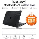 McStorey MacBook Pro 13 Karbon Fiber Desenli Kılıf A1706 A1708 A1989 A2159 A2251 A2289 A2338 M1 M2 Uyumlu İnce Hafif Sert Kıl