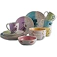 VAJILLAS Corona Dinnerware Set 16-pieces Earthenware | Armonia | Hand-Painted | Set de 4 puestos | 16 piezas | Ceramica | Artisan Decor