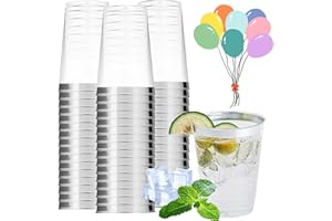 mauepersu 50 Stück Plastikbecher mit Silber, 280ml Becher aus Kunststoff Wiederverwendbare Trinkbecher Elegante Party Weingläser für Champagner Bier Cocktail Martini Soda Dessert (Silber)