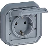 Legrand - 16A socket with side ground contact - Plexus - Waterproof IP55 - Flush mount - Grey - 069833LE