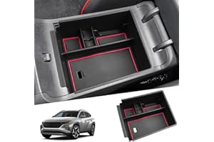 SHAOHAO Compatible con Hyundai Tucson NX4 2021 2022 2023 2024 Caja de Almacenamiento de reposabrazos reposabrazos Central, Organizador Multifuncional de guantera Accesorios Rojo (automático)