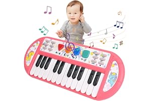 Tastiera per pianoforte per bambini, Bestcool 24 Tasti multifunzione Pianoforte Giocattolo con luce, registrazione e riproduzione Tastiera Music Giocattolo Per Bambini regalo di Natale 3+ (Rosa)