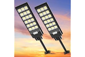 Viugreum 2 Packs Farolas Solares Exterior 600W, Farola Potente con Control Remoto, IP65 Impermeable Luz Solar Exterior, 6500K Foco Solar Exterior Sensor de Movimiento, Luz de Seguridad Jardín Patio