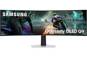 Samsung 49" Gaming Monitor G9 (G91SD) Odyssey OLED Dual QHD (5120 x 1440) 144Hz Refresh Rate 0.03Ms Response Time, NVIDIA G-Sync Compatible, Height Adjustable, Silver(Amazon Exclusive)