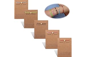 Milacolato Set di Braccialetti per Amicizia 5 Pezzi con Scheda Messaggi Esprimi un Desiderio Bracciale Regolabile Cuore a Mano Bracciale Fatto a Mano Regali di Gioielli di Moda Semplice da Donna
