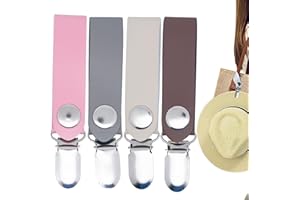 SINRAD Clip per Cappello, Clip per Cappello da Viaggio, Clip pPer Cappello per Borsa, 4 Pezzi PU Clip per Cappello in Pelle, Adatto per Cappelli, Guanti, Cchiavi e Altri Piccoli Oggetti