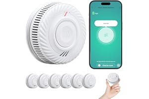 PHYSEN Intelligente Rilevatore di Fumo 10 Anni Batteria, Rilevatore di Fumo Wi-Fi con Sensore Fotoelettrico, Rilevatore di Incendio Conformi a EN14604, Compatibile con Tuya/Smart Life APP, 6St