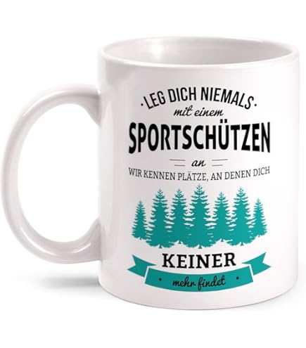 Fashionalarm Mug "Gott Erschuf Sportschützin" Printed On Both Sayings | Gift Idea Shooting Sports Protect Club Sport Shooting Hobby Colour: White