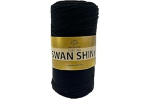 filati italiani Cordino Swan Shiny, Filato Lucido per Borse, 100% Polipropilene 250g (nero - 01, 250g)