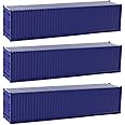 Evemodel 3pcs HO Scale 40ft 1:87 Deep Blue Shipping Container Undecorated Cargo Box Ribbed Side