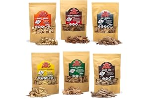 BWAY Chips Affumicatura - Legno Affumicatura BBQ - 6x1 Litro di Olivo, Arancio, Mandorlo, Limone, Noce e Quercia