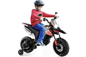 COSTWAY Aprilia Moto Électrique pour Enfants 3-8 Ans avec Musique & Lumière, Voiture Électrique Enfants avec 2 Roues d'Entraînement, Vitesse 5,5-6 km/h, Charge 30KG, 106,5 x 56 x 80CM…