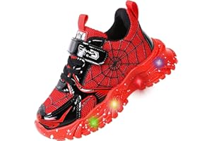 Jasmeko Baskets Lumineuses pour Enfants Garçons, Chaussures de Sport Course Dessin Animé Lumineux LED Basquet Sneaker