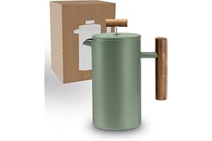 Lambda Coffee® Thermo French Press acero inoxidable I 3 tamaños disponibles I Cafetera de acero inoxidable | Doble pared: mantiene el calor durante mucho tiempo I Cafetera | Prensa de café (verde, 0,6