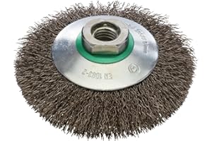 RHODIUS EKBW | 1x Stück Ø 100 mm Kegelbürste Edelstahl | gewellter Draht 0,3 mm, M14, Drahtbürste Winkelschleifer, Reinigungsbürste, Stahlbürste