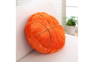FAKEFACE Plush Basketball Cushion, Fluffy Seat Cushion, Soft Sports Ball Interactive Basketball Creative Room Decorations Birthday Party Gift for Children Basketball Lovers