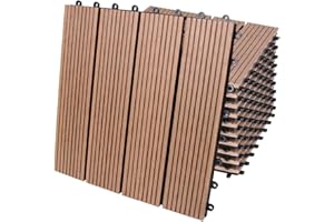 DEUBA CASARIA® 11x WPC Composite Classic Terracotta Decking Tiles 30x30cm | Cuttable Interlocking System | Drainage System | Garden Balcony Patio Click Lock-In Flooring Deck | Set of 11 Tiles 1m²