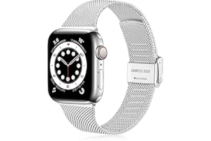 Ouwegaga Compatible With Apple Watch Strap 38mm 40mm 41mm 42mm 44mm 45mm, Stainless Steel Metal Straps Compatible with iWatch Strap Series 9 8 7 6 5 4 3 2 1 SE Ultra 2, 38mm/40mm/41mm Silver