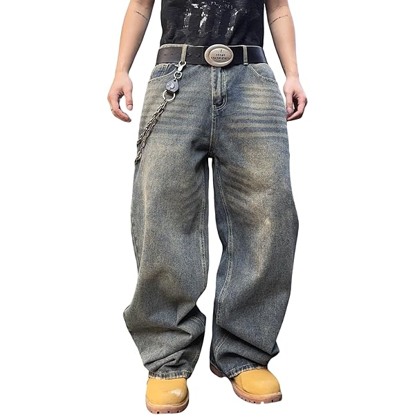 Jeans Uomo Elasticizzati Jeans Larghi Da Uomo Stile Hip Hop