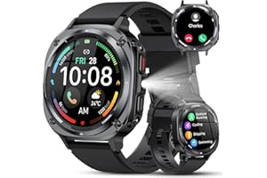 TIMU 2025 Reloj Inteligente Hombre Militar, 1.45" HD Smartwatch Hombre con Llamadas BT 5.3, 114+ Modos Deportivos, Monitor de Sueño/Podómetro/Pulsómetro, IP68 Impermeable Pulsera Actividad para Android iOS