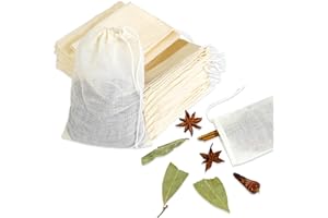 MOZEAT LENS 30 Saquitos para Especias, 8 x 10 cm, Algodón, Muselina, Bolsas con Cordón, Reutilizables, Pequeñas Bolsas de Tela, Gasa para Té, Café, Jabón y Aperitivos