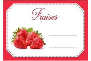 Lot d'étiquettes autocollantes pour confiture, faciles à décoller, adhésives, idéales pour l'étiquetage de vos pots de confitures et bocaux fait maison - Mon Bio Jardin (30x Fraise - A8)