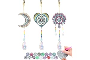 Osznmmg Crafts Painted Toys Gifts for 5-11 Years Old Girls and Boys, Double Sided Rhinestone DIY Diamond Art Wind Chimes, 5-10 Years Old Children Diamond Painted Wind Chimes Hanging Decorations