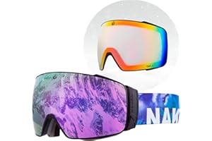 NAKED Optics® Gogle narciarskie dla kobiet i mężczyzn – lustrzane z magnetycznym systemem wymiany – gogle narciarskie dla mężczyzn i kobiet
