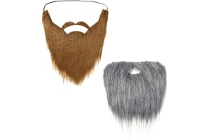 NXPWRC 2 Pieces Fake Beard, Beard Show Prop, Self-Adhesive Artificial Beard, Hippie Fake Beard, Big Beard, Holiday Party, Cosplay Beard Prop