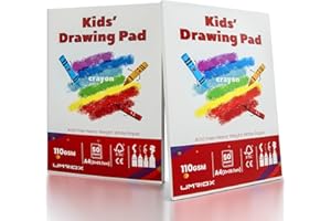 Umriox 2 Packs Drawing Pads for Kids,50 Sheets 110gsm Acid Free Drawing Pages A4 Sketch Book,Glue-Bound Art Sketchbook Painting Writing Sketching Pad for Kids