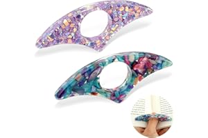 Gjinxi 2Pcs Rhinestones Thumb Book Page Holder, Glitter Diamond Dotting Scalloped Thumb Bookmarks Resin Book Opener Book Accessories for Reading Lovers, Gift for Bookworm, Readers, Students