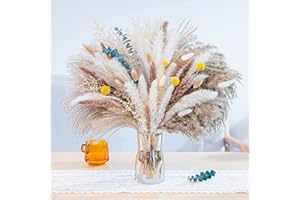 LAISLLA Pampas Secas Decoracion, 42 Piezas Hierba de Pampas Secas Naturales de Flores Secas, Amos de Flores Secas Naturales Decoración para el Hogar, Pampas Decoracion Boho Fiestas Bodas