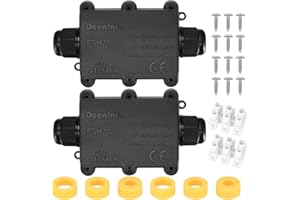 HMKESOTERIC 2 Pezzi Scatola Derivazione Esterna, Scatola di Giunzione Elettrica, Scatola Elettrica da Esterno, Connettori Elettrici Impermeabili IP68, Scatola di Giunzione a 2 Vie per Cavi Ø 5mm-15mm