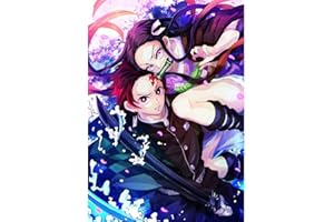 HUANNY Kit de peinture diamant 5D à faire soi-même pour adultes et enfants, peinture à strass ronds avec strass, art au point de croix, art diamant (Demon Slayer 30,5 x 40,6 cm)