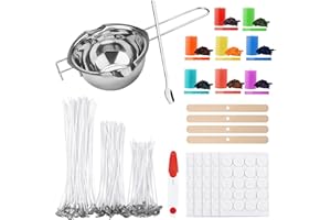 ALLAVA Kerzen Selber Machen Set, Kerzenherstellung Kit, Wachsschmelztopf und 100 Kerzendochte, 8 Kerzenfarbe, 100 Kerzen Aufkleber, 4 Dochthalter, Candle Making Kit für Erwachsene und Kinder, 480ml